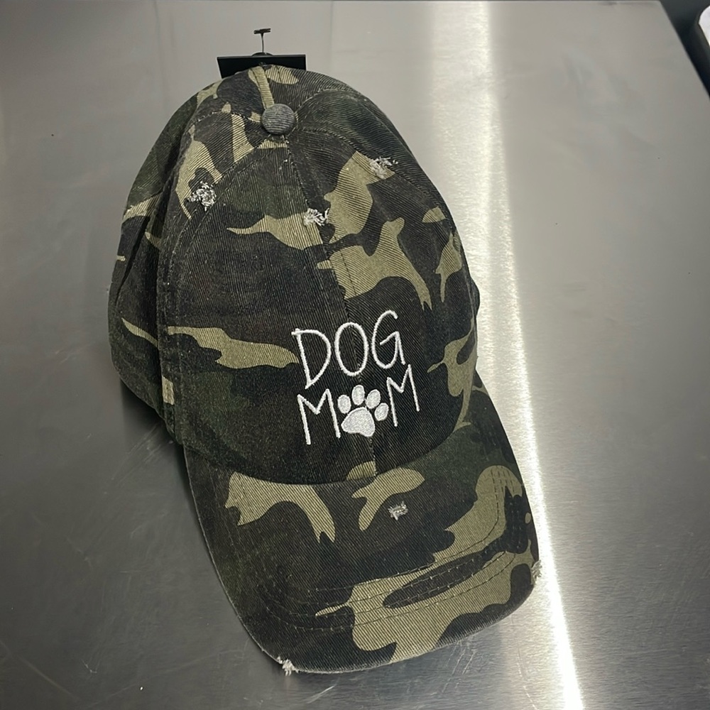 Dog Mom camo baseball hat
